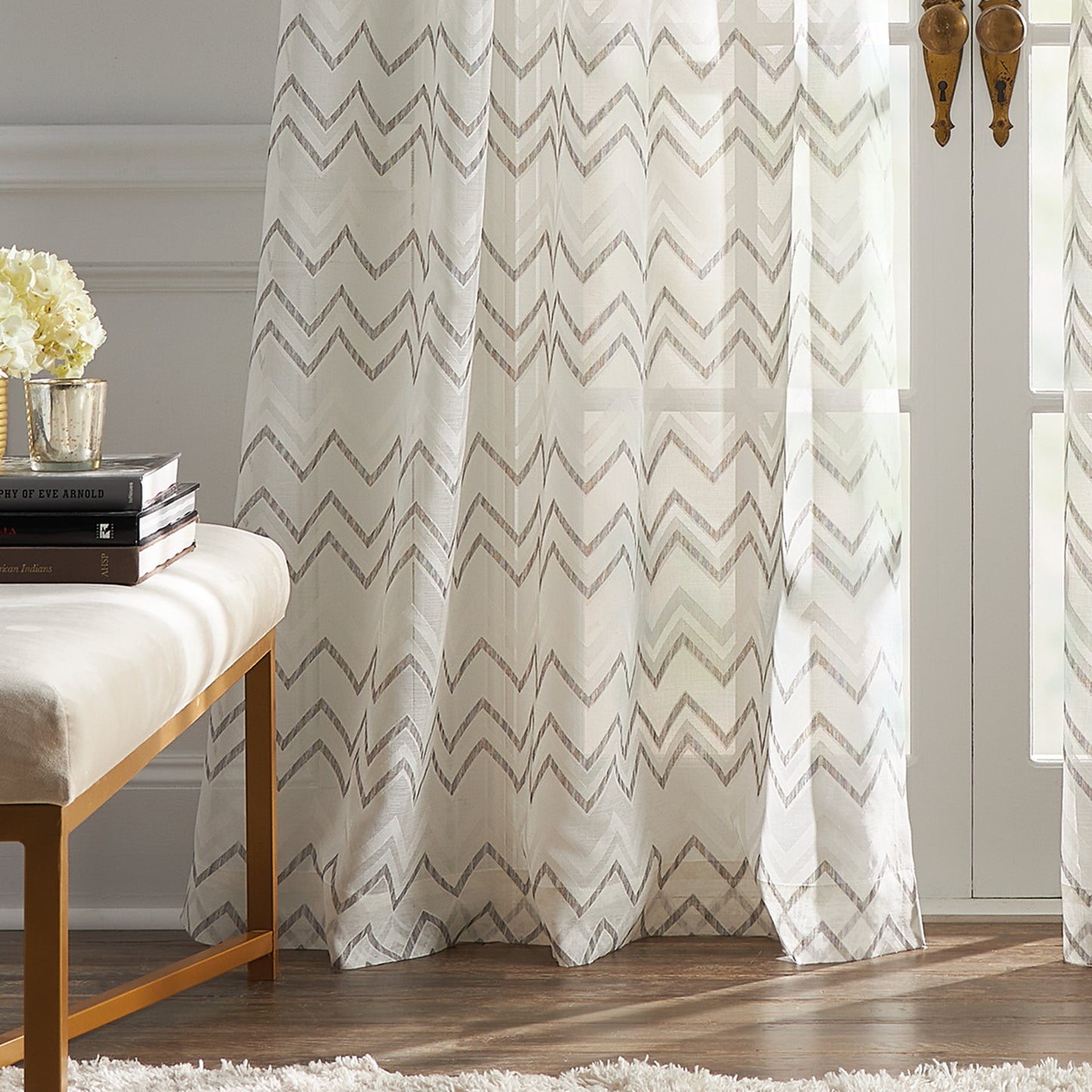 KARL LAGERFELD PARIS Simone Print Burnout Curtain Panel Pair