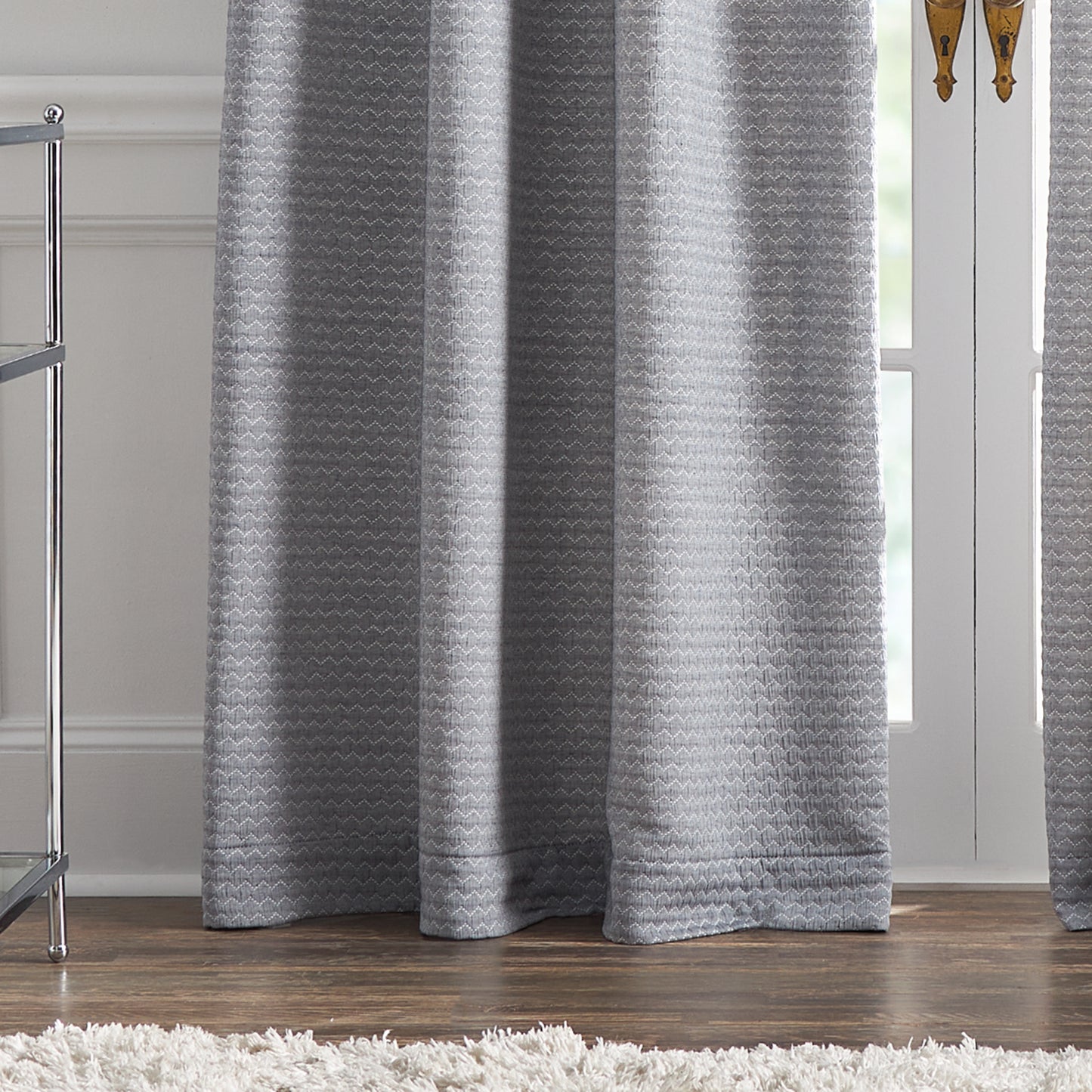 KARL LAGERFELD PARIS Blocked Geo Matelasse Room Darkening Curtain Panel Pair