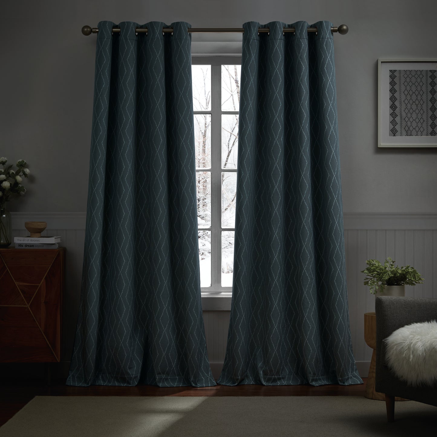 G.H. Bass & Co. River Diamond Blackout Curtain Panel Pair