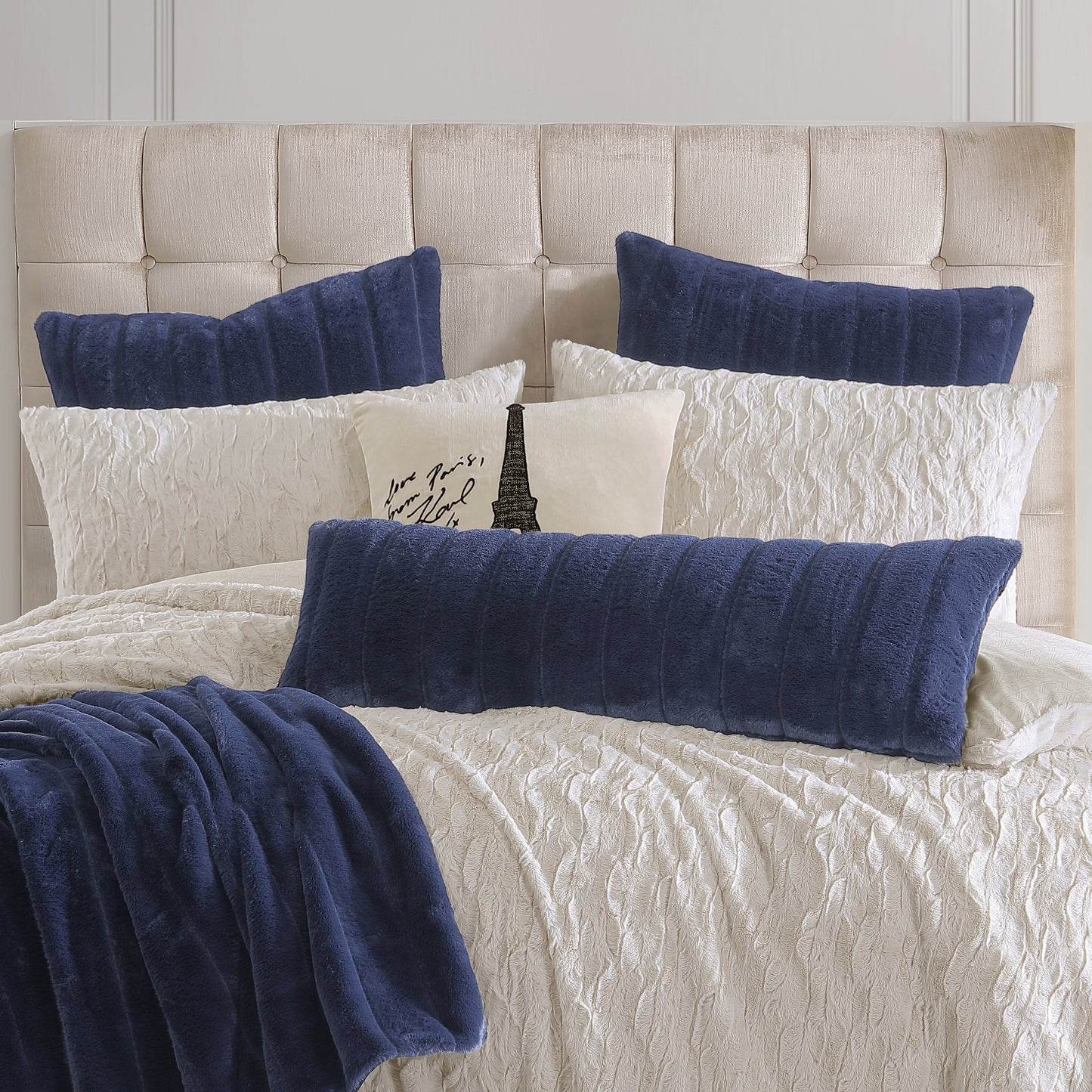 KARL LAGERFELD PARIS Channel Bunny Faux Fur Euro Sham Pair