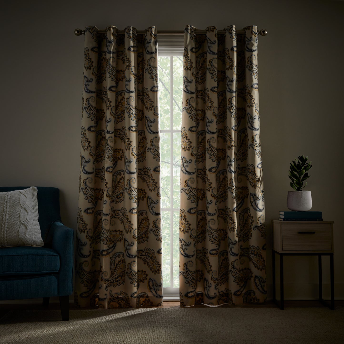 Tommy Hilfiger Vilette Paisley Blackout Curtain Panel Pair