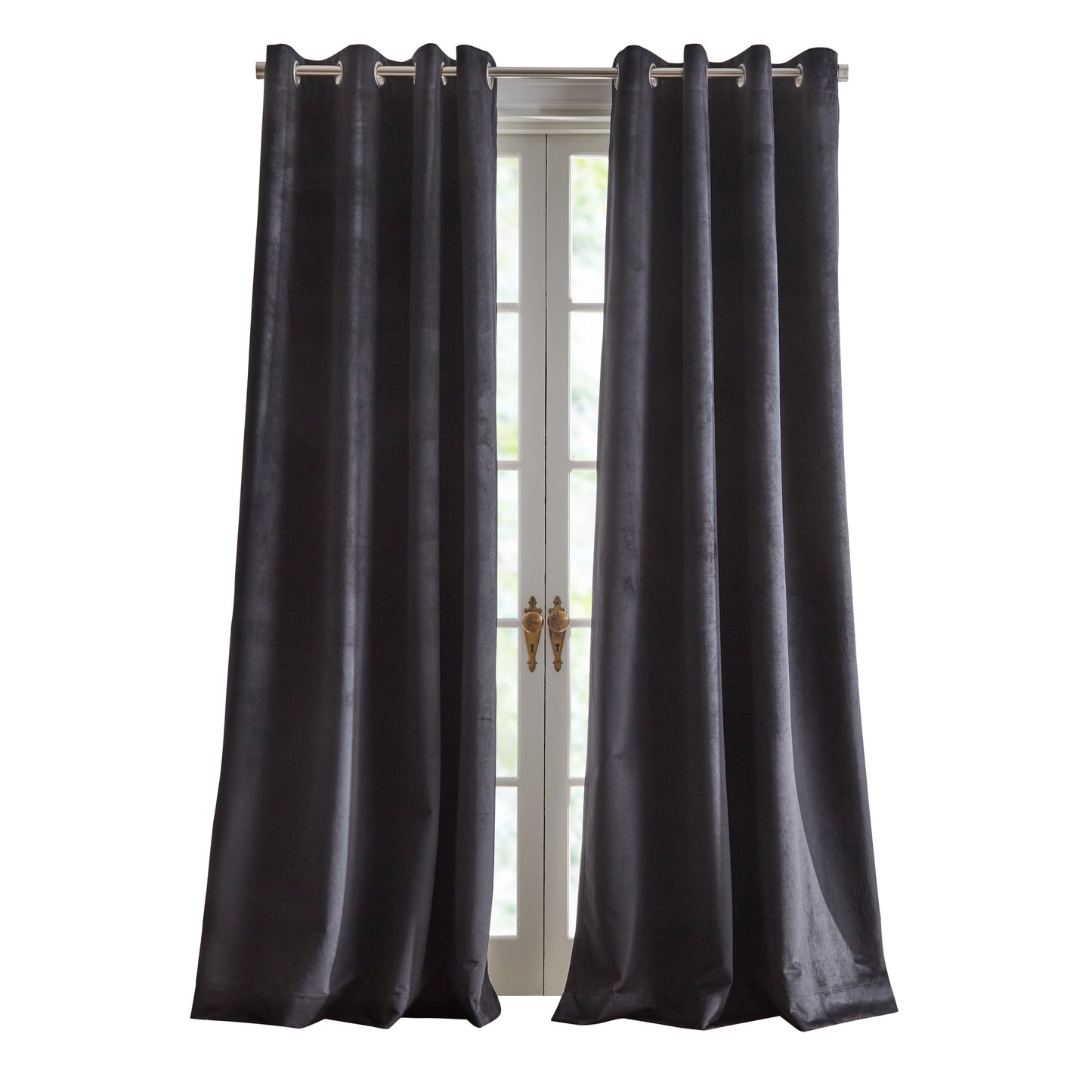KARL LAGERFELD PARIS Velvet Blackout Grommet Curtain Panel Pair