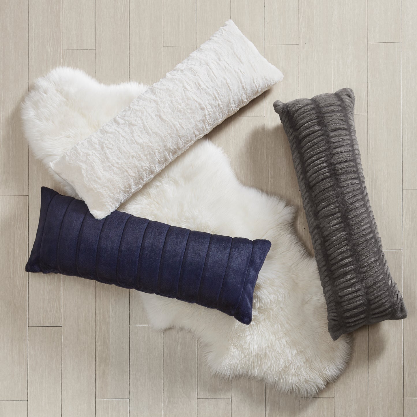 KARL LAGERFELD PARIS Ruched Faux Fur Decorative Pillow