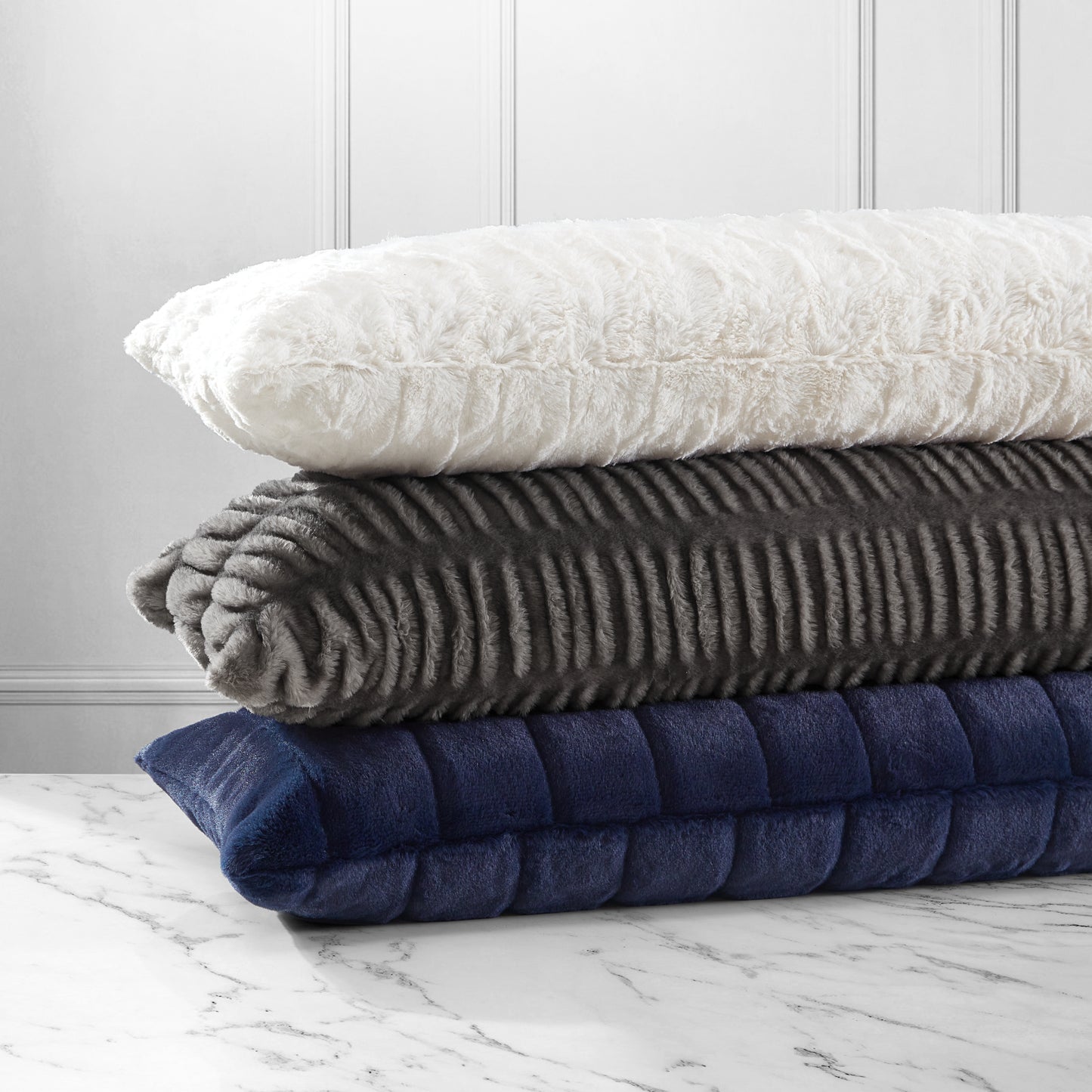 KARL LAGERFELD PARIS Ruched Faux Fur Decorative Pillow