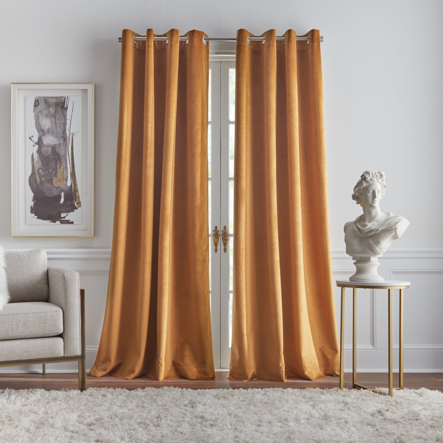 KARL LAGERFELD PARIS Velvet Blackout Grommet Curtain Panel Pair
