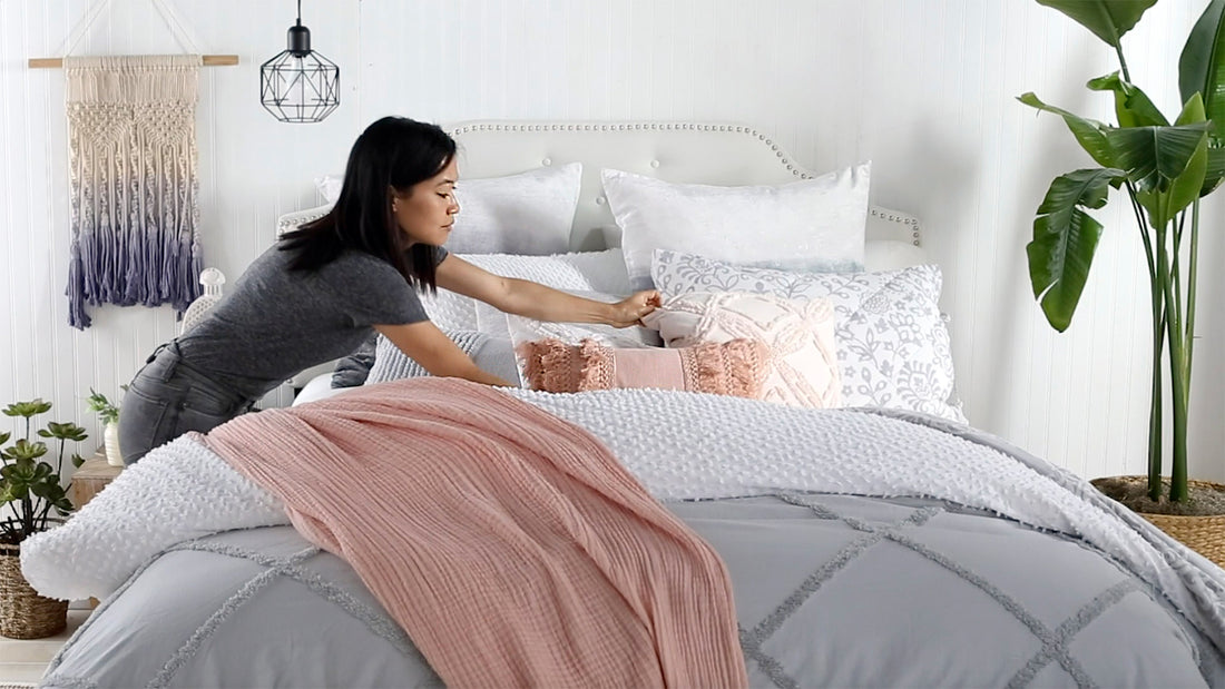 making a bed with layers by peri home