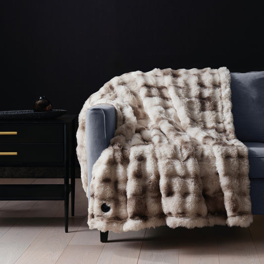 Brookstone Luxe Faux Fur Heated Throw