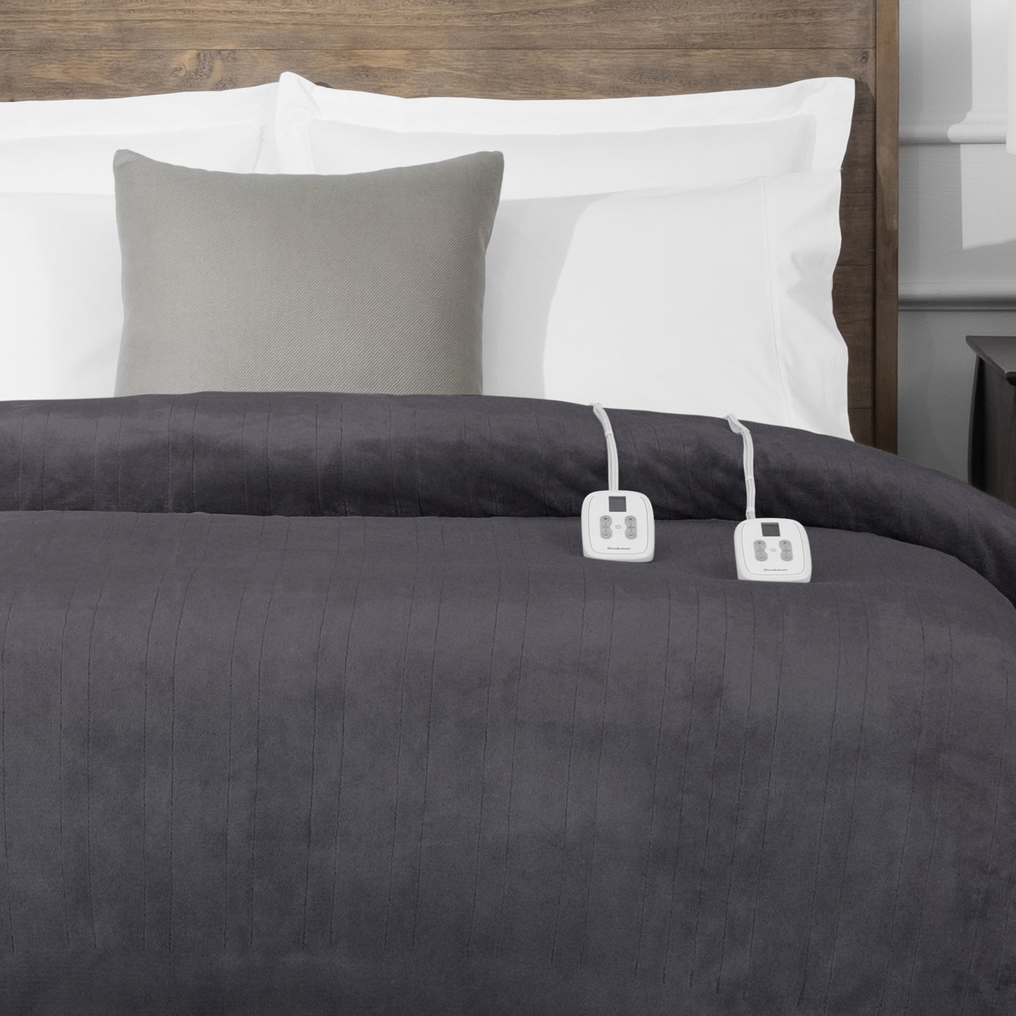 Brookstone Electric Heated Blanket Solid Plush