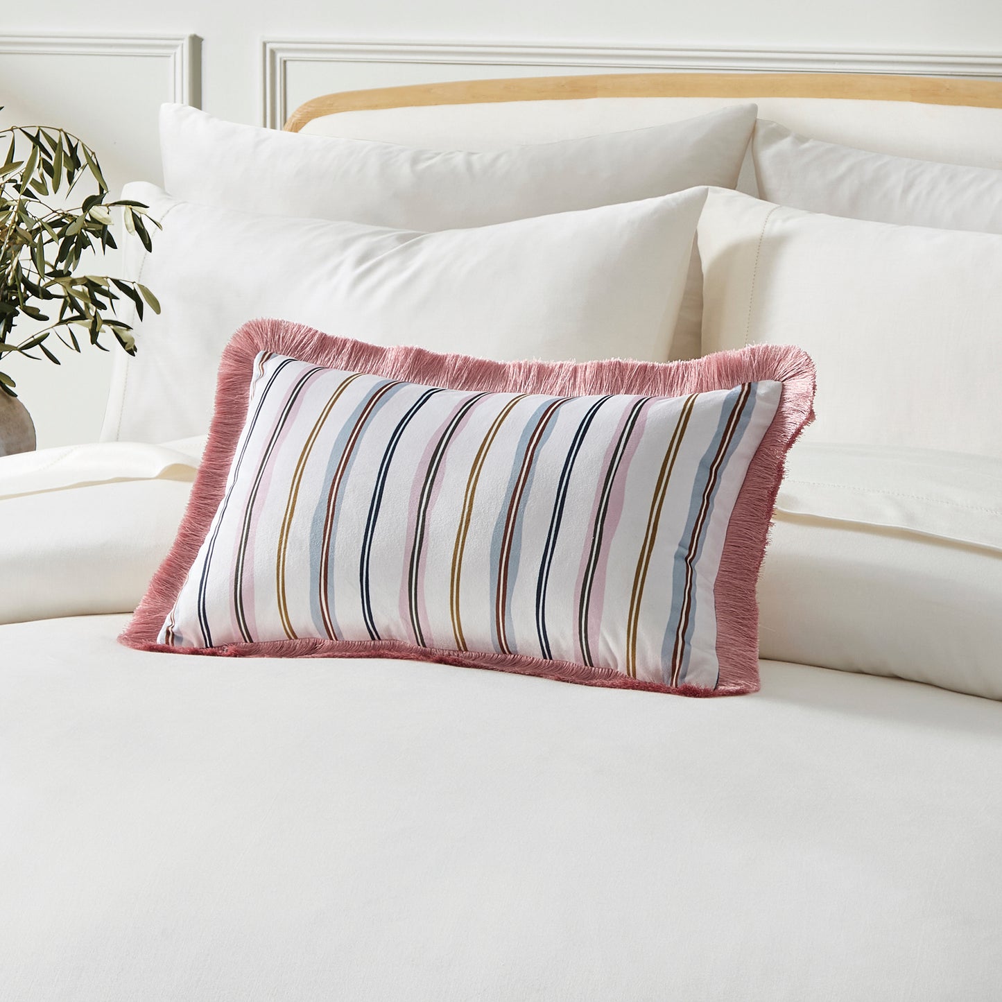 Ted Baker Scallop Stripe Fringe Decorative Pillow