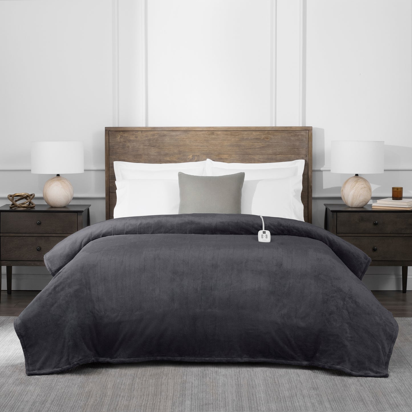 Brookstone Cozy Heated Plush Solid Blanket