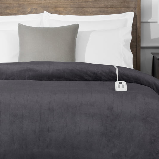 Brookstone Cozy Heated Plush Solid Blanket