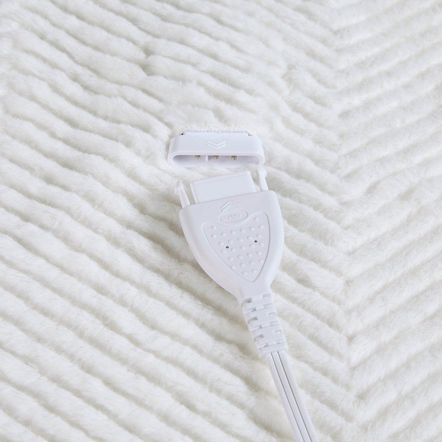 Brookstone Cozy Heated Plush Herringbone Blanket