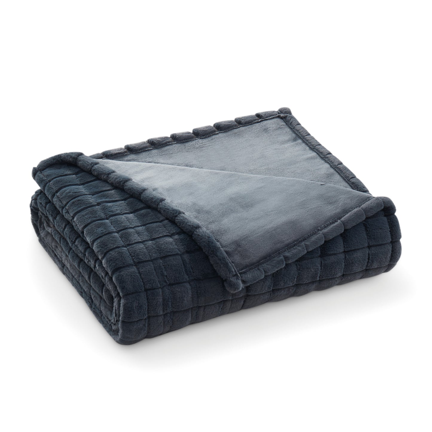 Brookstone Electric Heated Blanket Faux Fur Grid