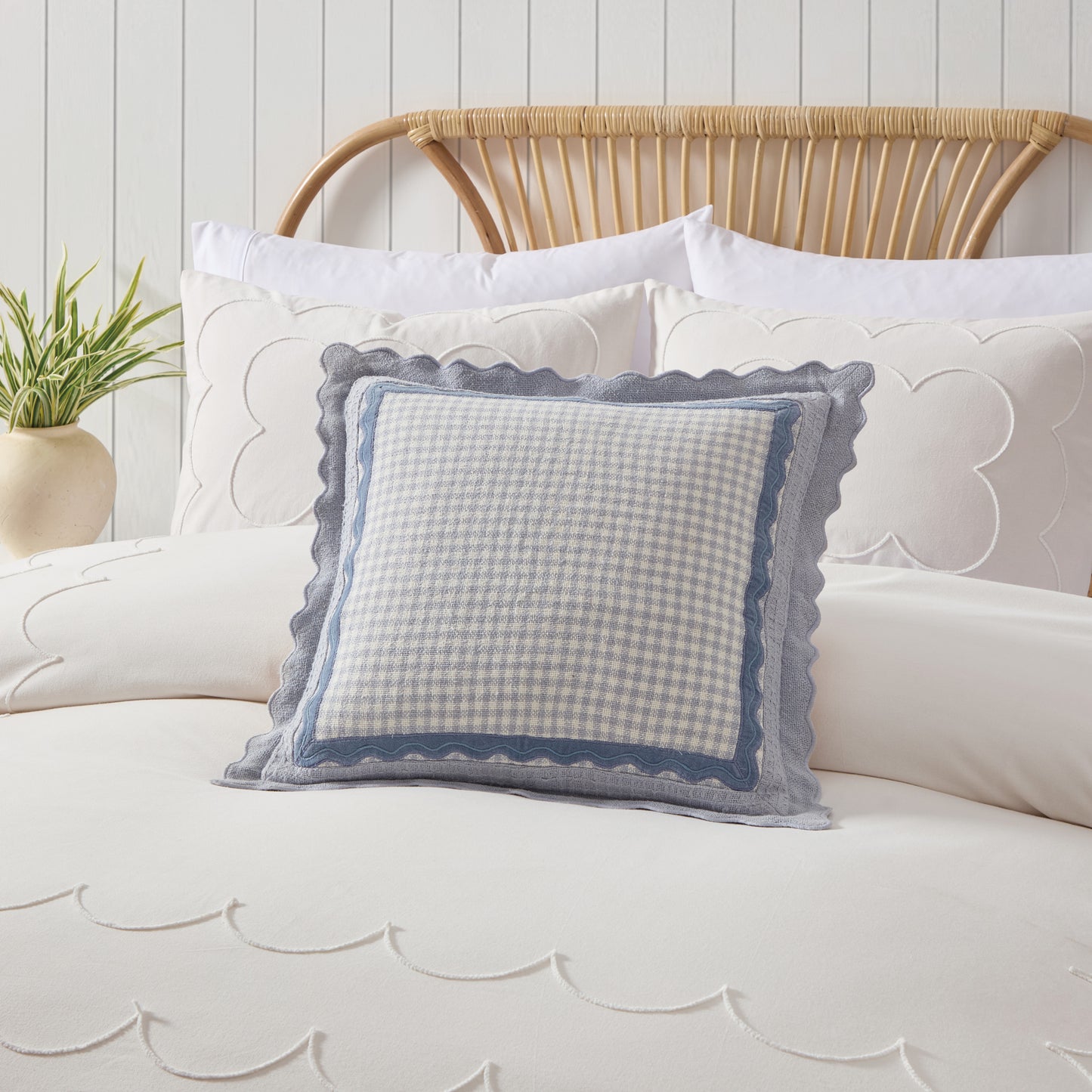 Peri Home Gingham Scallop Decorative Pillow