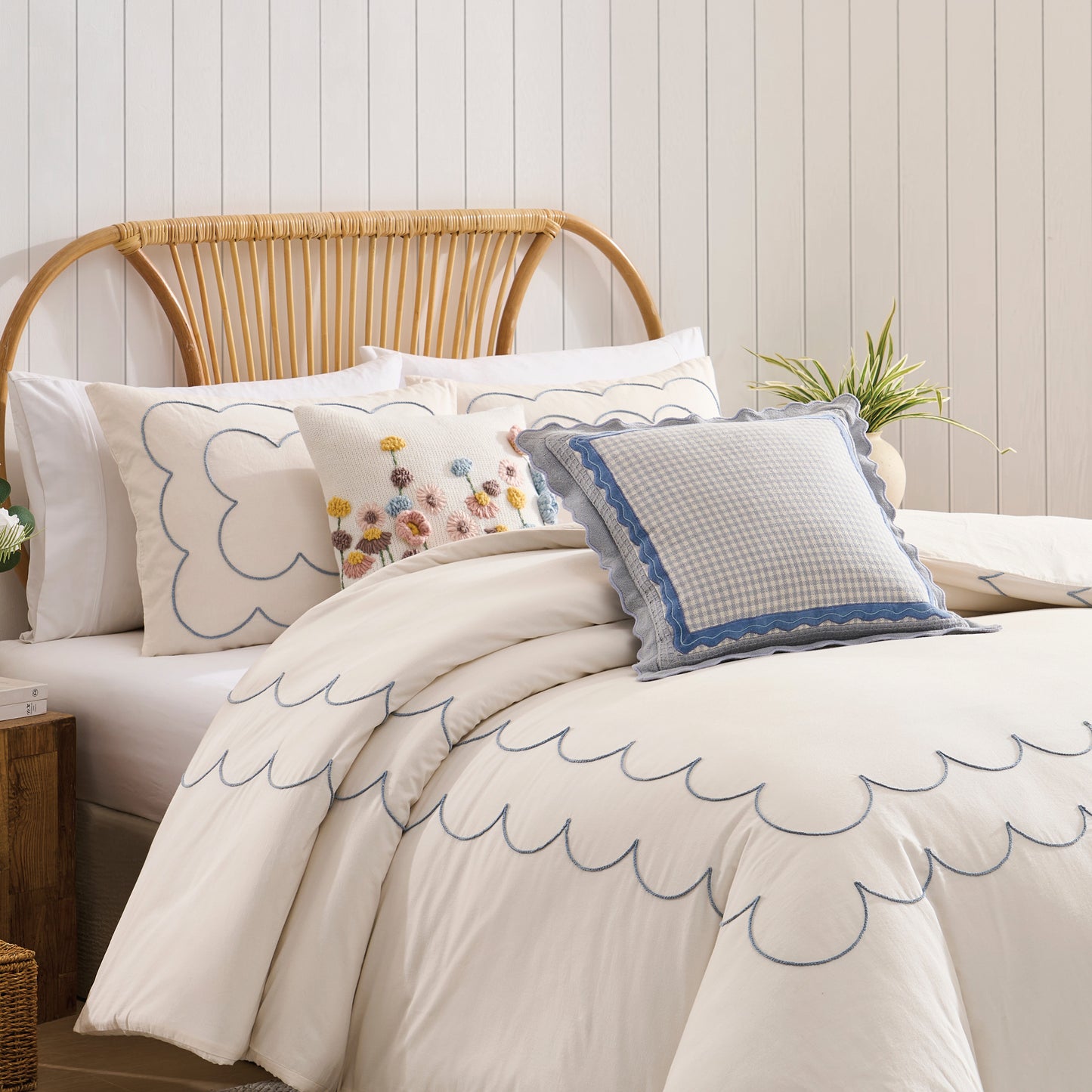 Peri Home Gingham Scallop Decorative Pillow