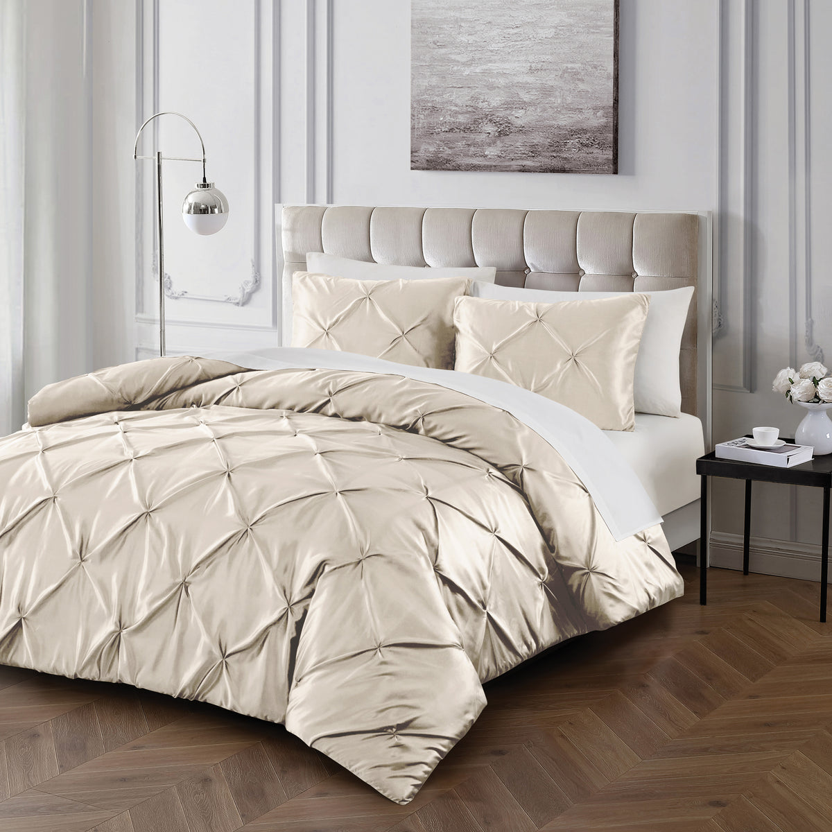 Karl Lagerfeld Paris Satin Pintuck 3-Piece Comforter Set
