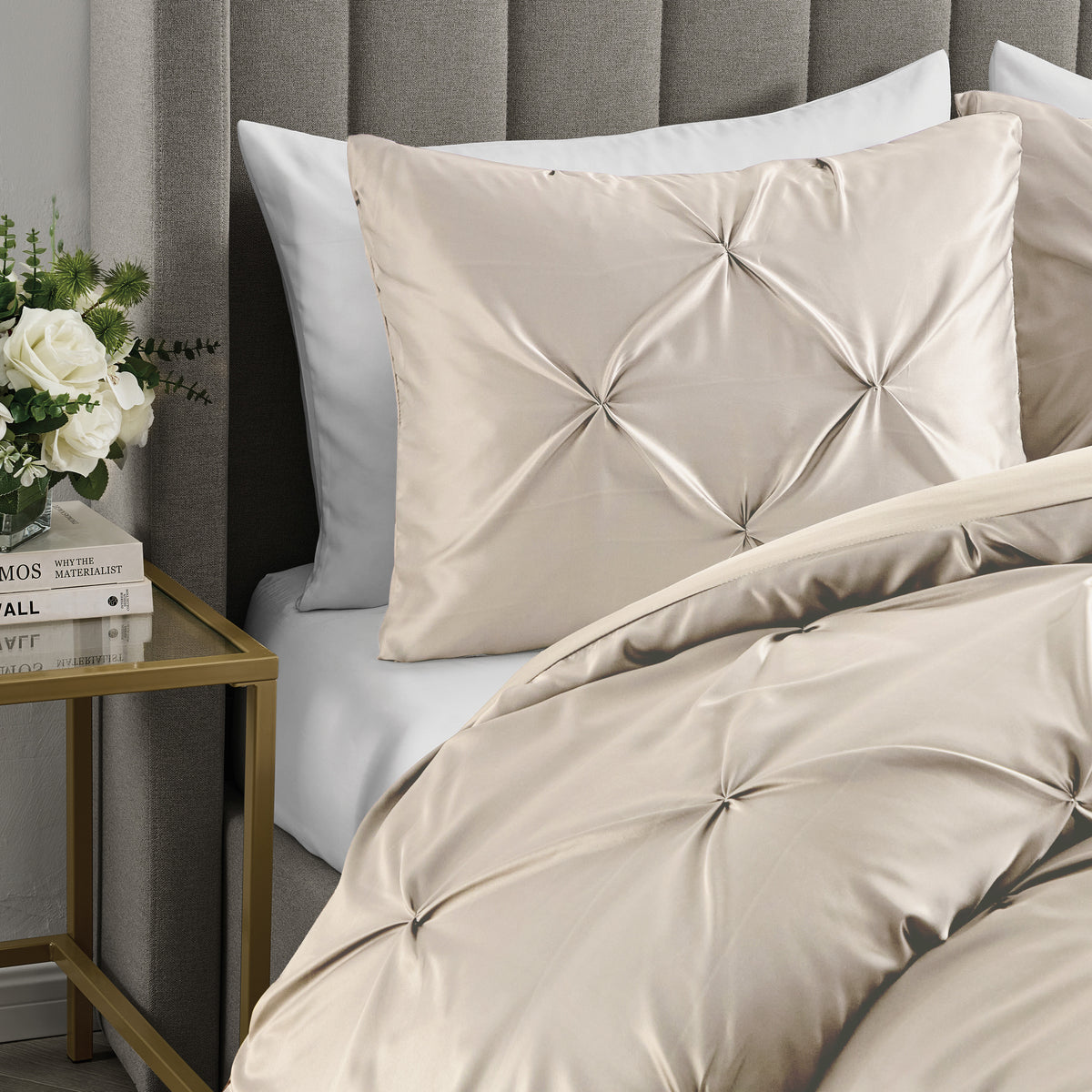 Karl Lagerfeld Paris Satin Pintuck 3-Piece Comforter Set