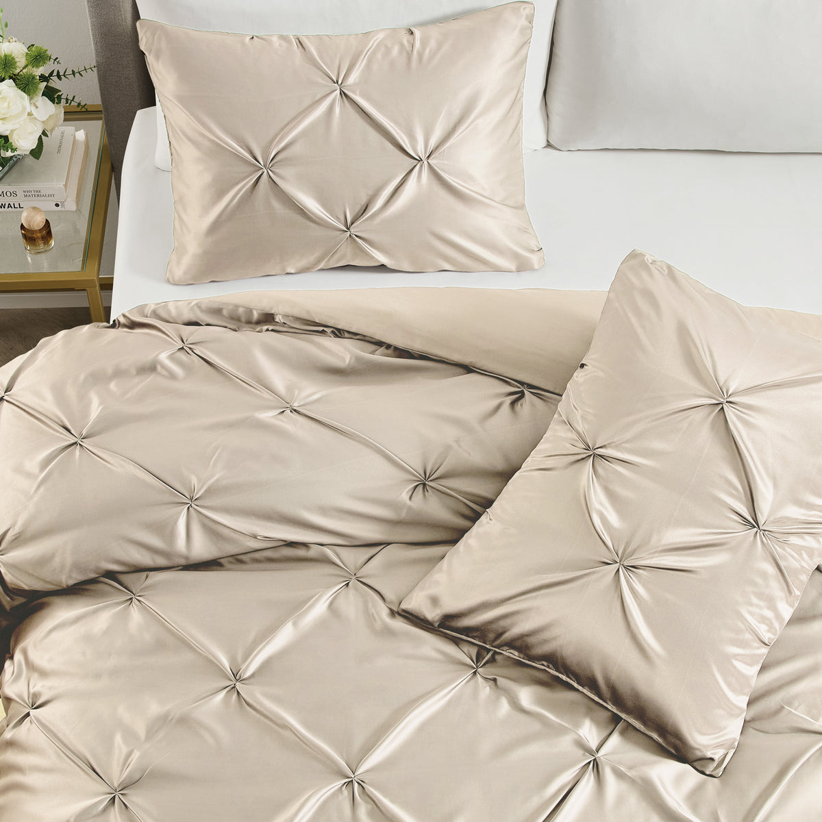 Karl Lagerfeld Paris Satin Pintuck 3-Piece Comforter Set