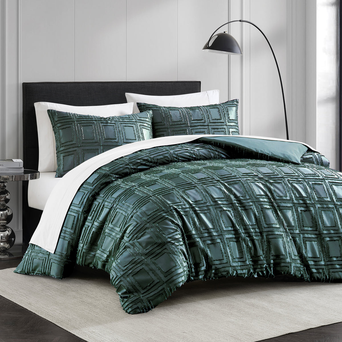 Karl Lagerfeld Paris Satin Clipped 3-Piece Comforter Set