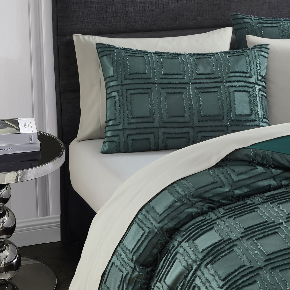 Karl Lagerfeld Paris Satin Clipped 3-Piece Comforter Set