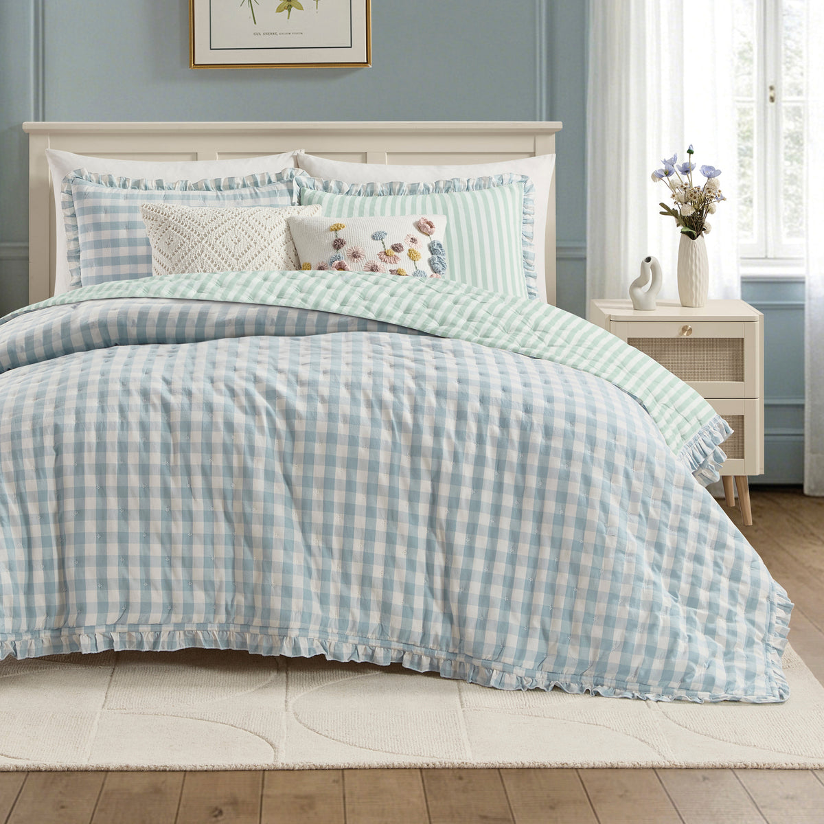 Peri Home Gingham & Stripe Reversible Quilt