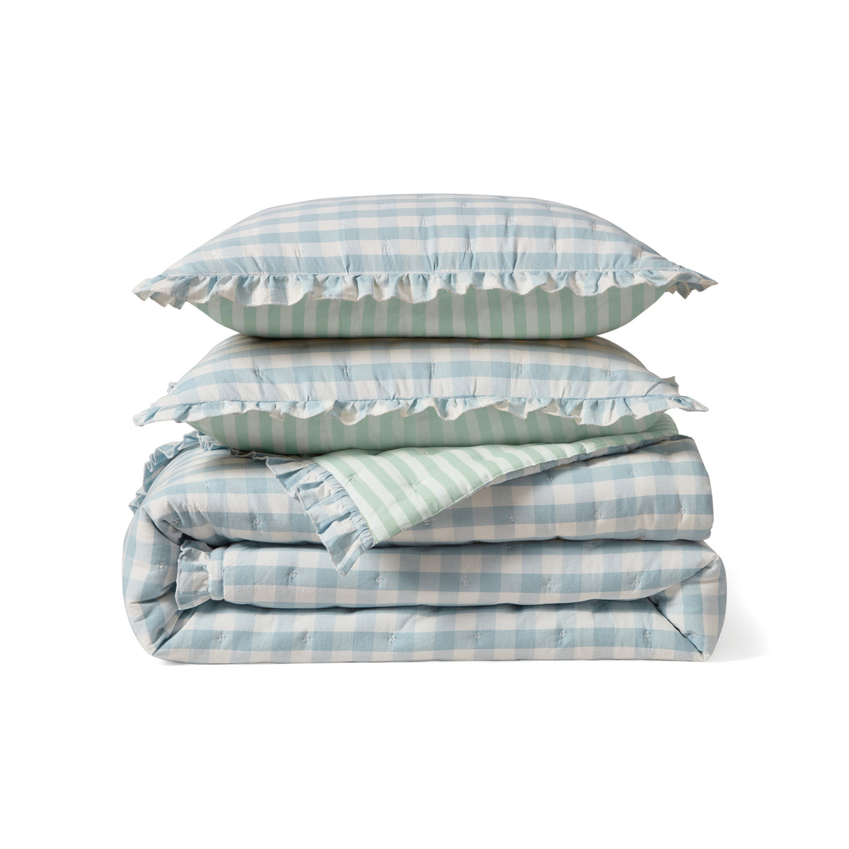 Peri Home Gingham & Stripe Reversible Quilt