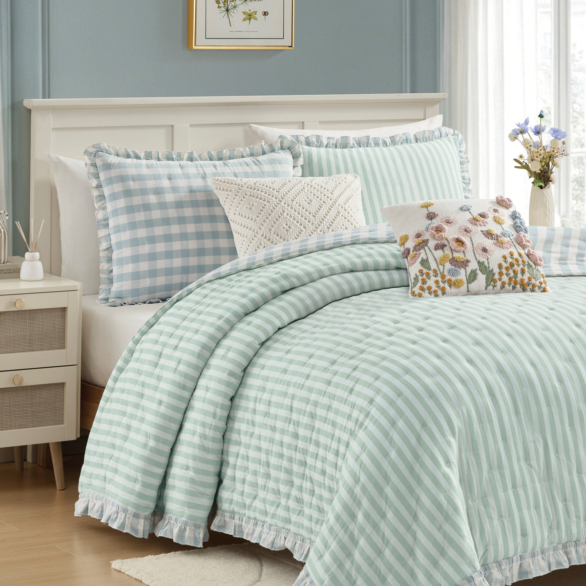Peri Home Gingham & Stripe Reversible Quilt