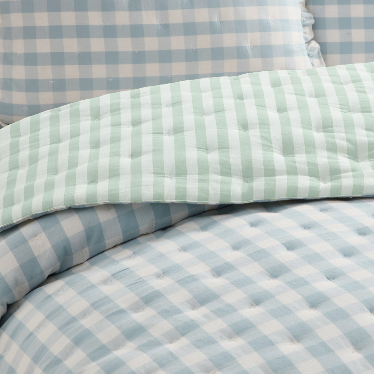 Peri Home Gingham & Stripe Reversible Quilt