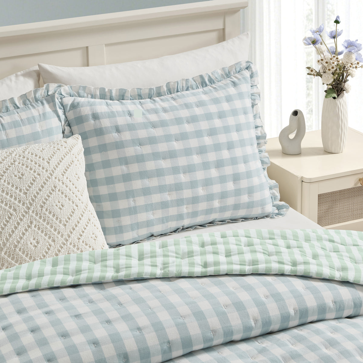 Peri Home Gingham & Stripe Reversible Quilt