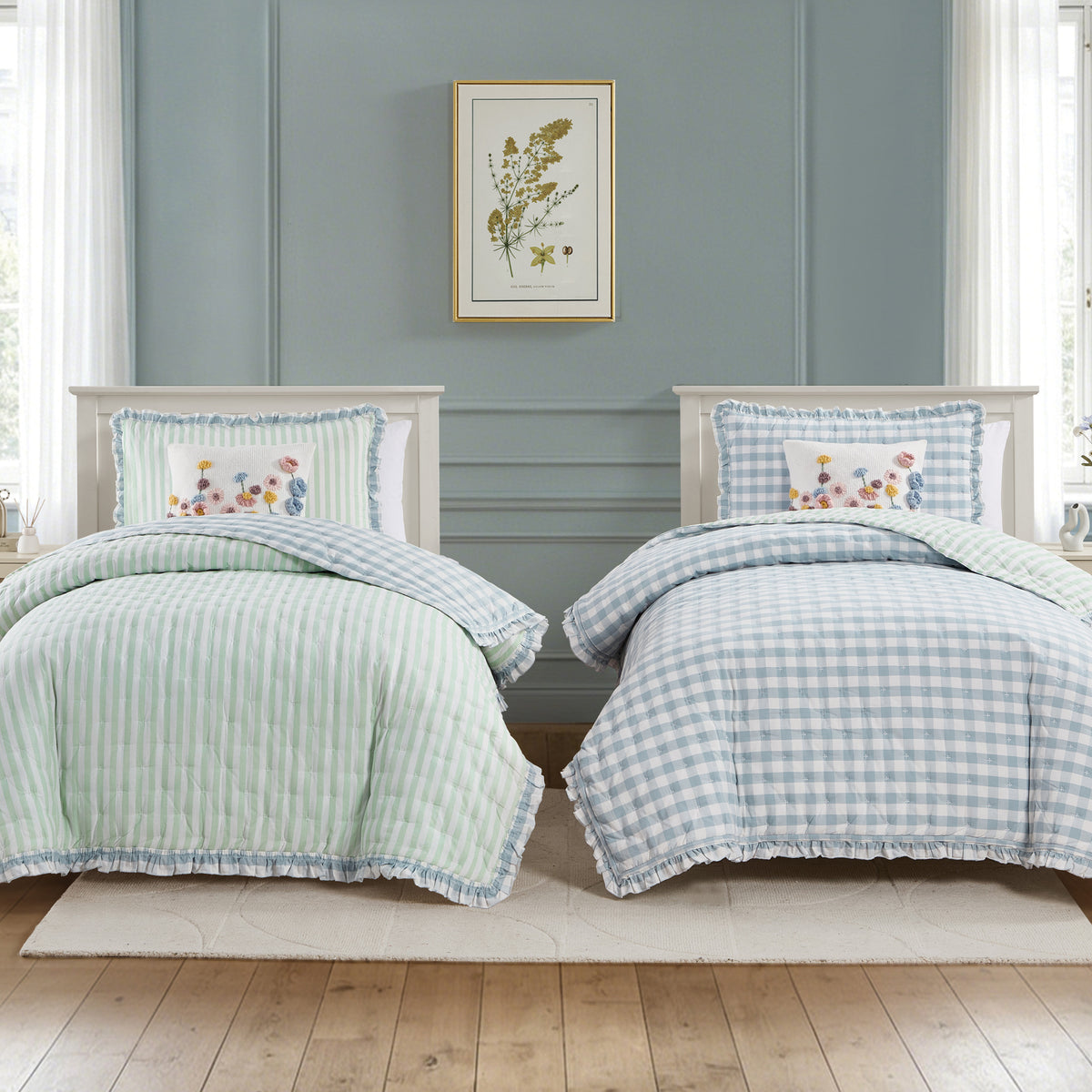 Peri Home Gingham & Stripe Reversible Quilt