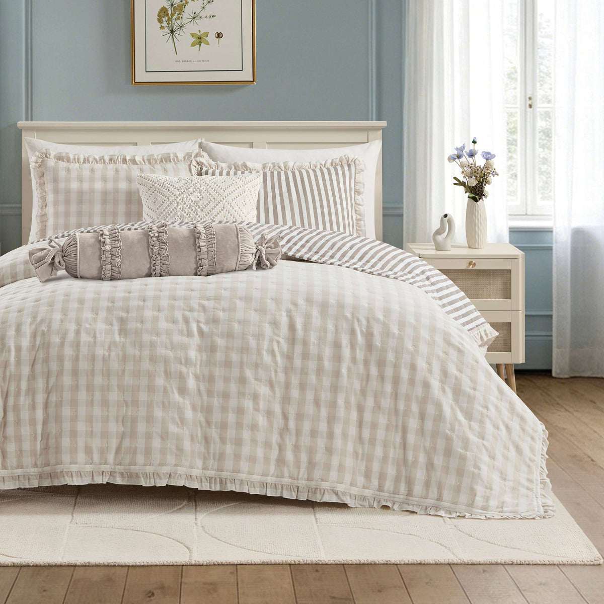 Peri Home Gingham & Stripe Reversible Quilt