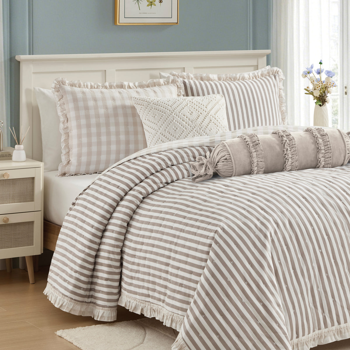Peri Home Gingham & Stripe Reversible Quilt