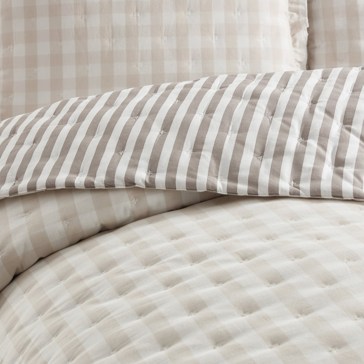 Peri Home Gingham & Stripe Reversible Quilt