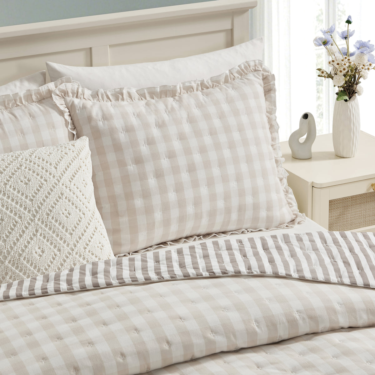 Peri Home Gingham & Stripe Reversible Quilt