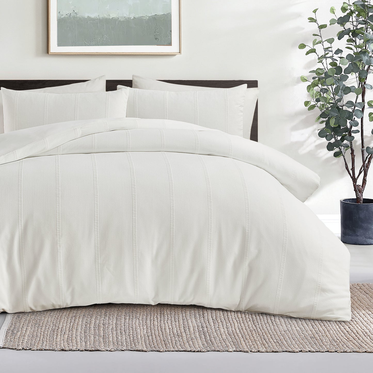 Brookstone CoolTouch Waffle Stripe Comforter Set