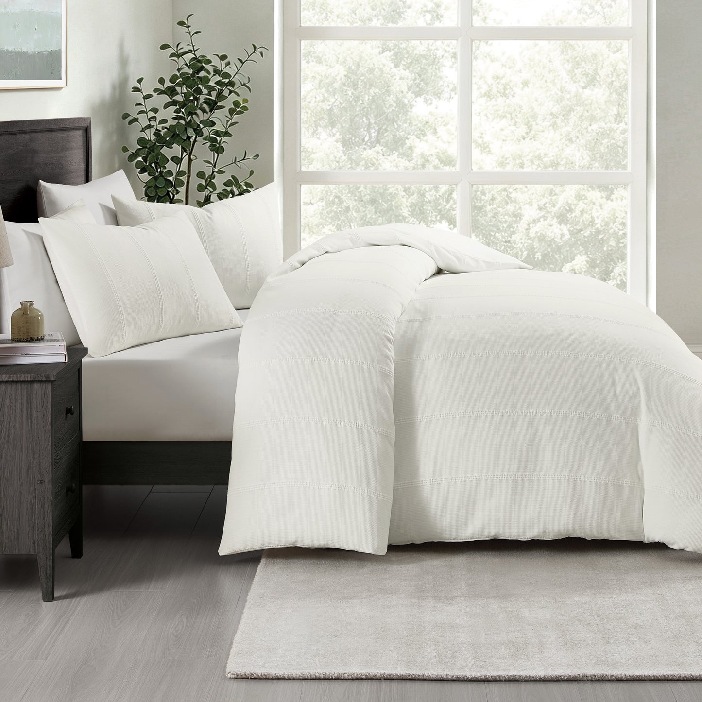 Brookstone CoolTouch Waffle Stripe Comforter Set