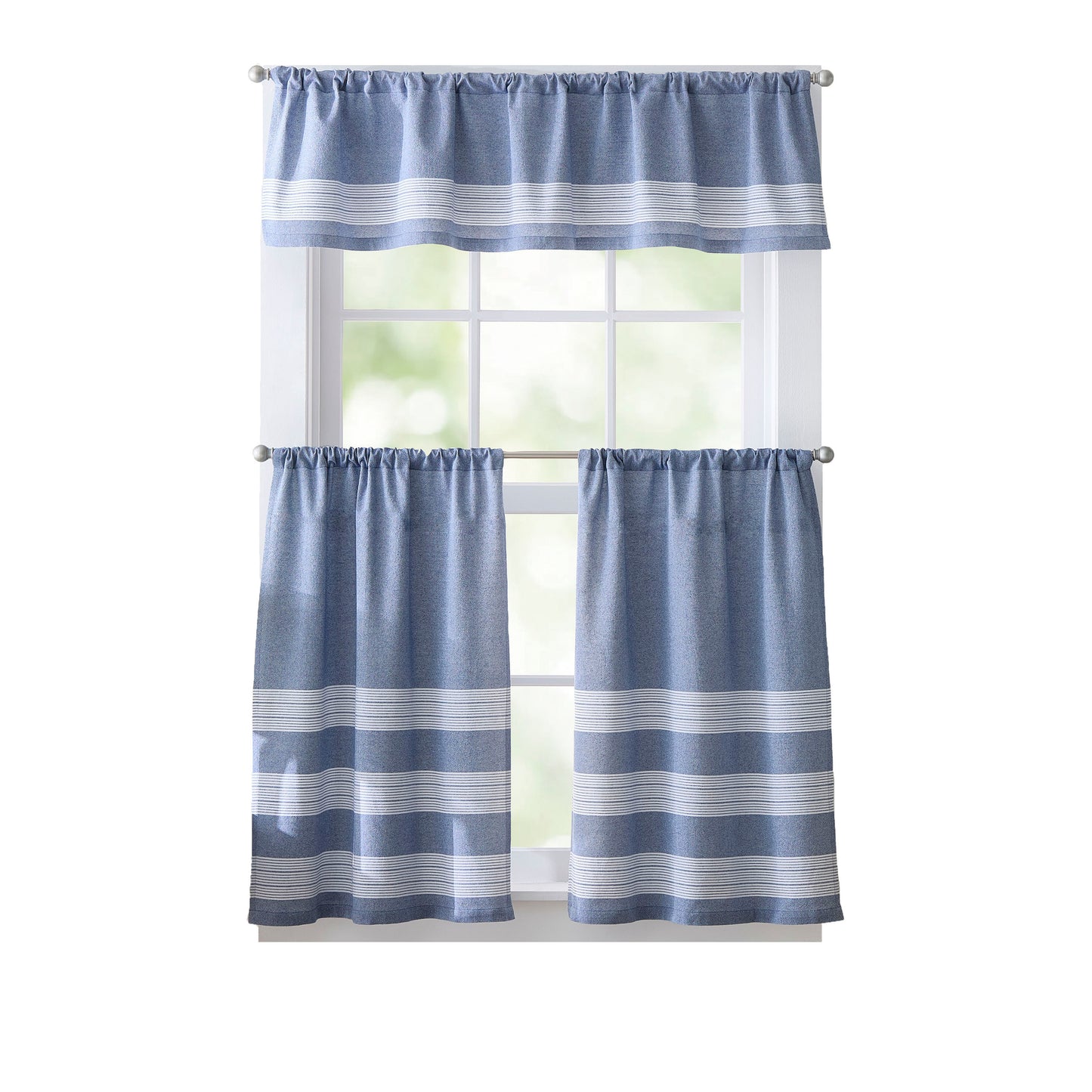 Curtainworks Denim Yarn Tier Set