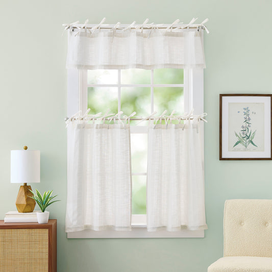 Curtainworks Tie Tab Woven Stripe Tier Set