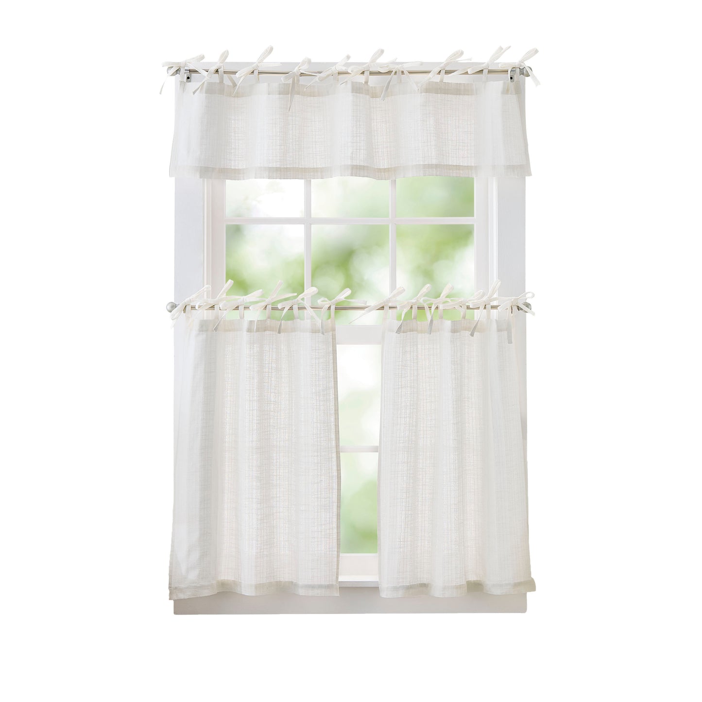 Curtainworks Tie Tab Woven Stripe Tier Set