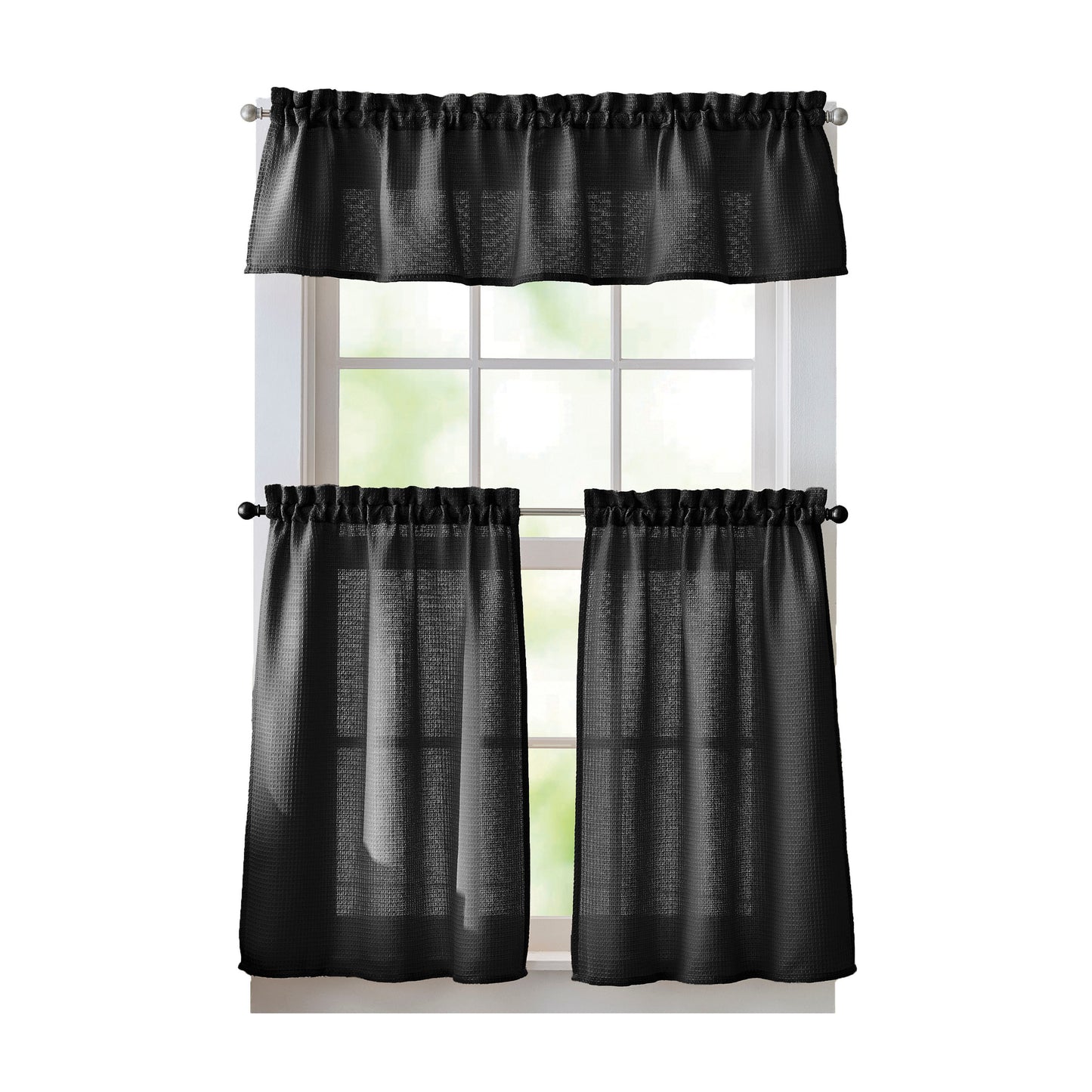 Curtainworks Eldridge Waffle 3-Piece Tier and Valance Set
