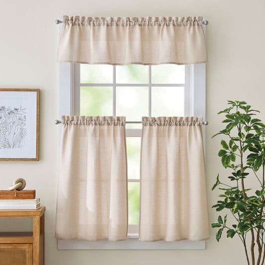 Curtainworks Eldridge Waffle 3-Piece Tier and Valance Set