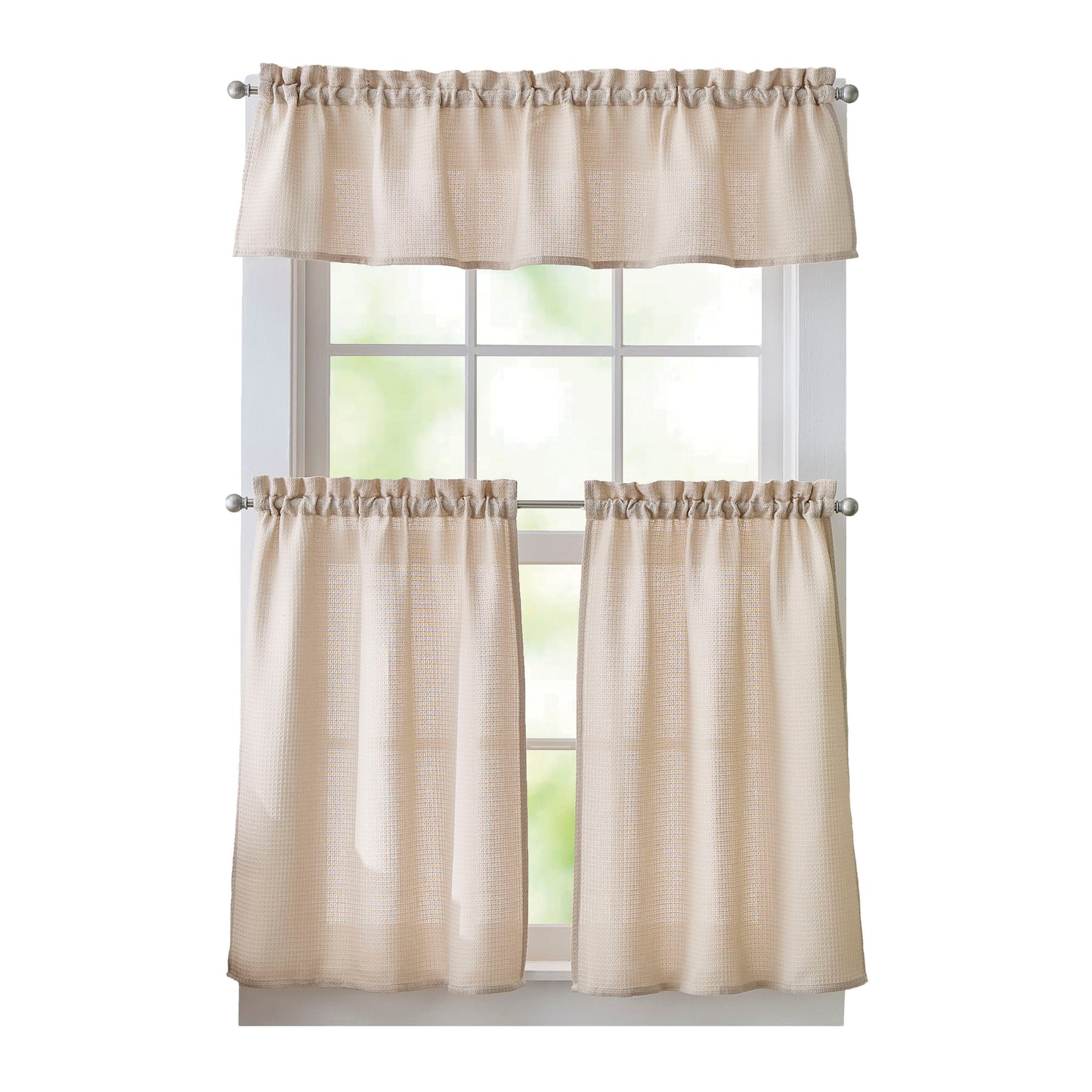 Curtainworks Eldridge Waffle 3-Piece Tier and Valance Set
