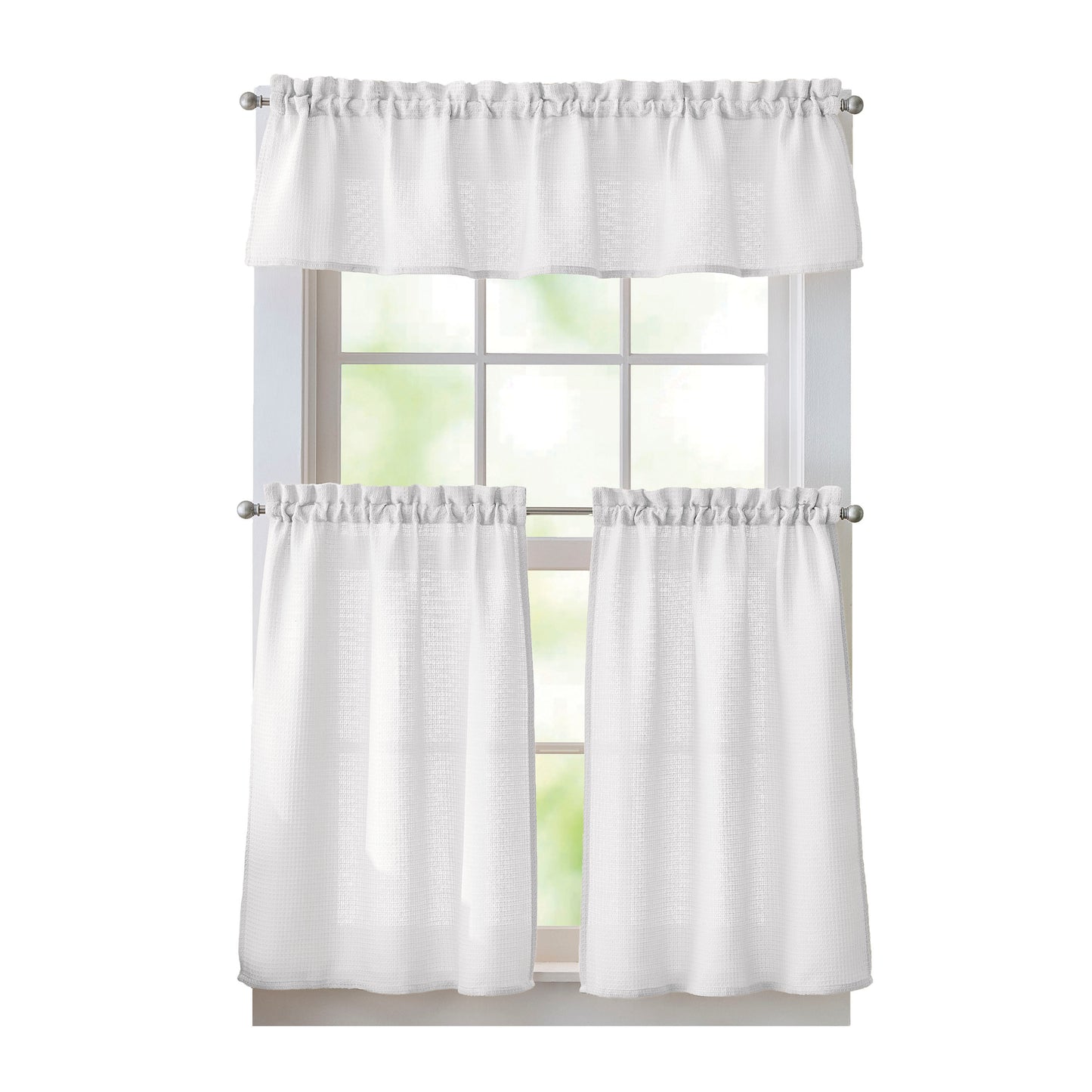 Curtainworks Eldridge Waffle 3-Piece Tier and Valance Set