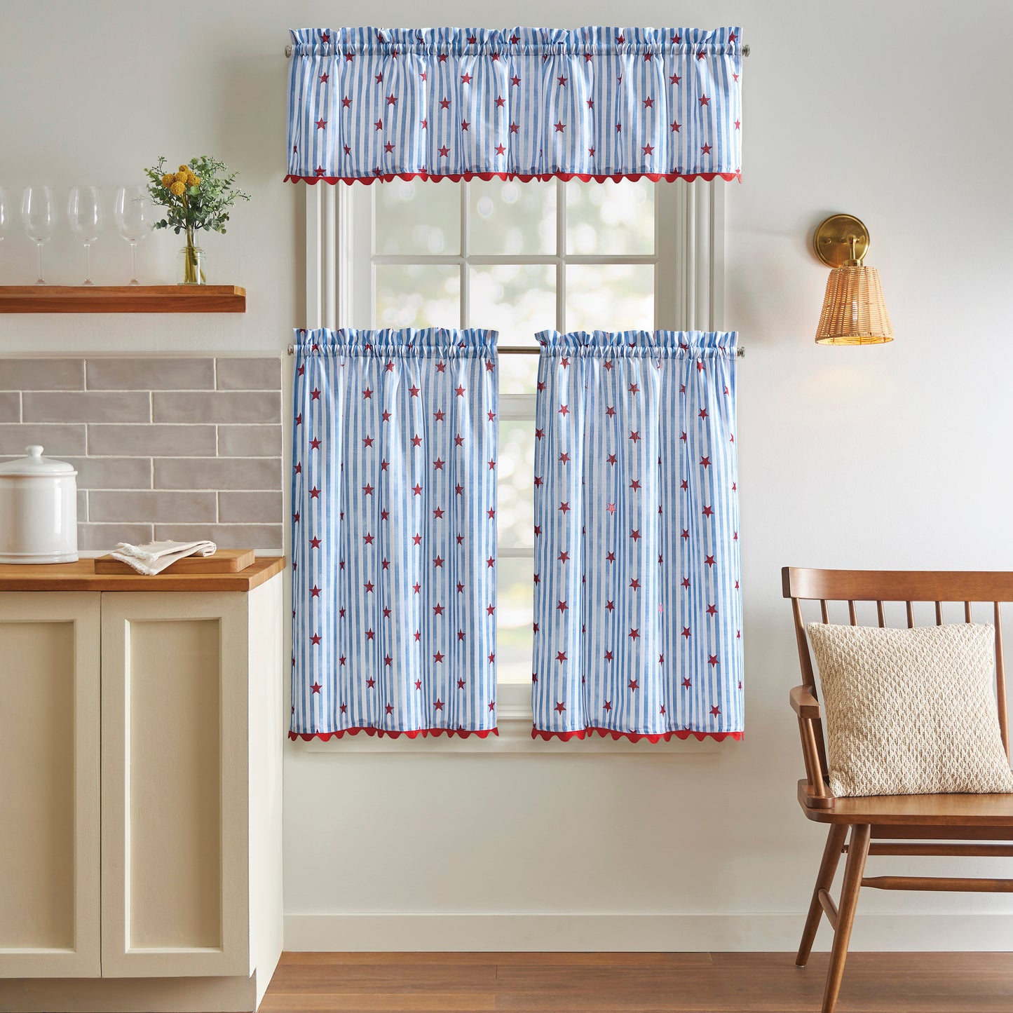 Curtainworks Stars and Stripes 3-Piece Tier and Valance Set