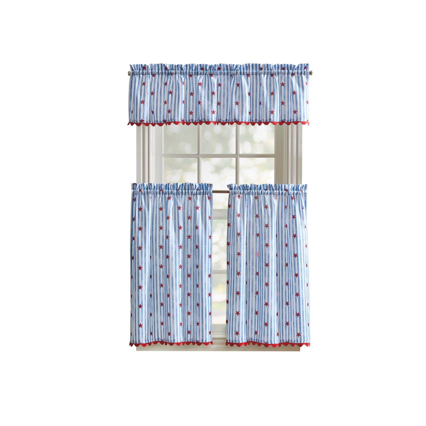 Curtainworks Stars and Stripes 3-Piece Tier and Valance Set