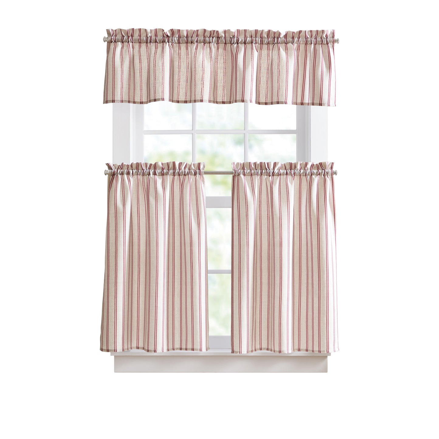 Curtainworks Banner Stripe 3-piece Tier and Valance Set