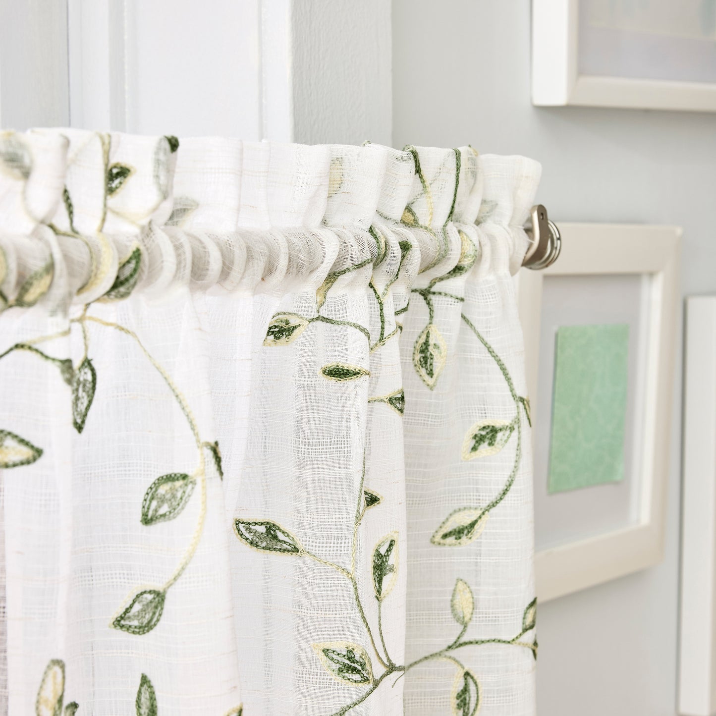 Martha Stewart Durham Embroidery Valance and Tiers 3-Piece Set