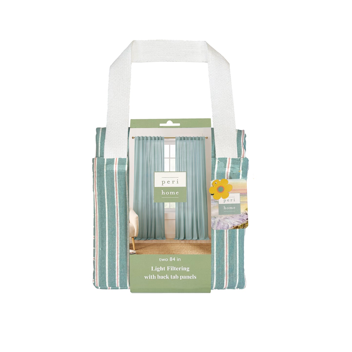 Peri Home Marina Stripe Curtain Panel Pair and Tote Bag Set