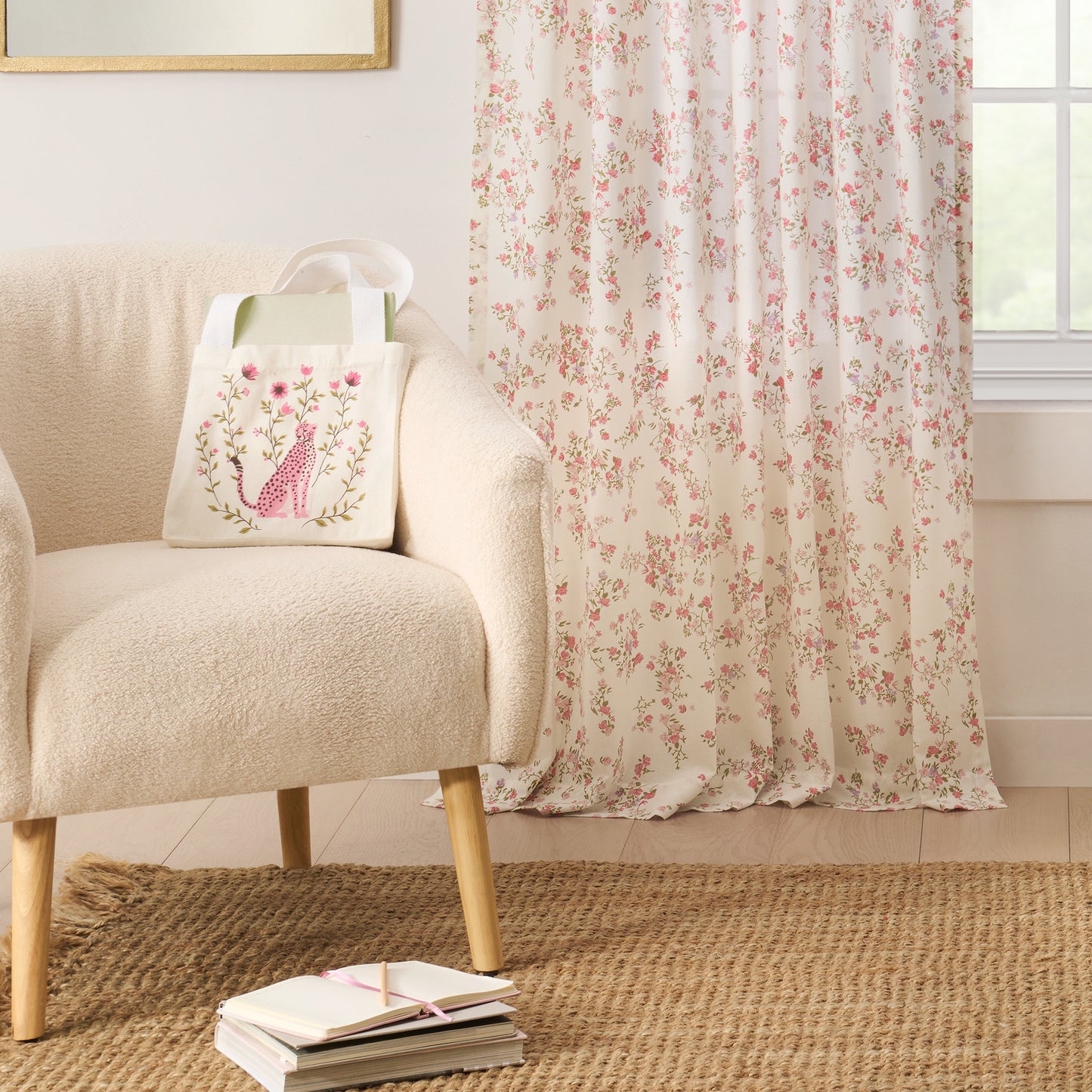 Peri Home Confetti Floral Curtain Panel Pair and Tote Bag Set