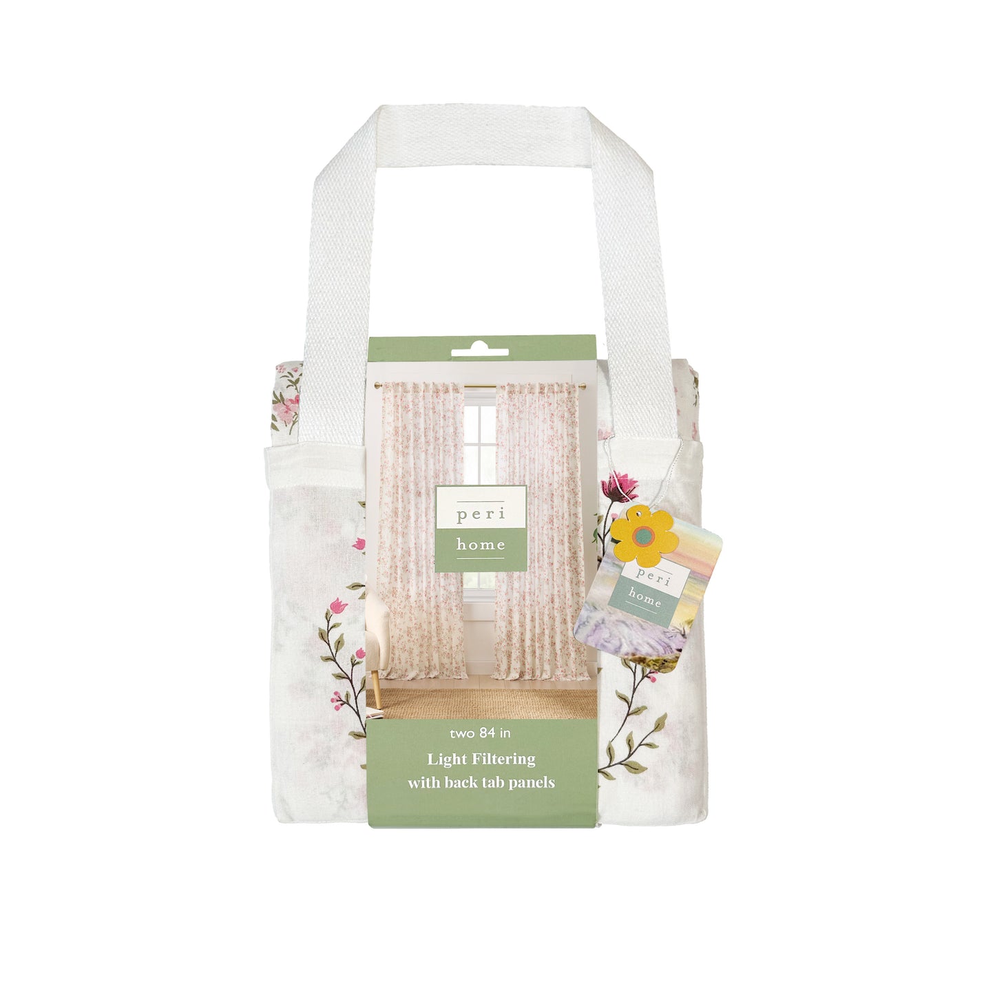 Peri Home Confetti Floral Curtain Panel Pair and Tote Bag Set